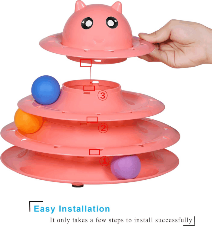 Cat Toy Roller 3-Level Turntable Cat Toy Balls with Six Colorful Balls Interactive Kitten Fun Mental Physical Exercise Puzzle Toys. - Image 3