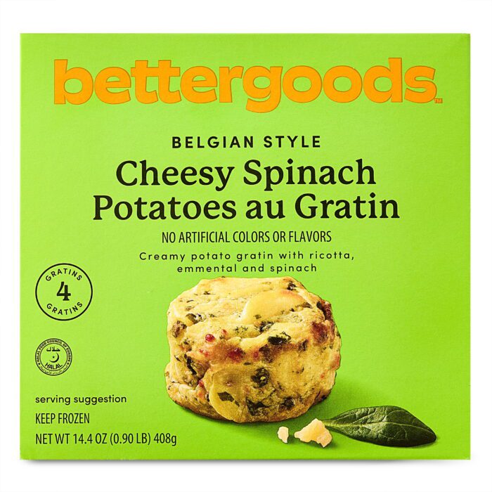 Belgian Style Cheesy Spinach Potatoes Au Gratin, 14.4 Oz (Frozen)