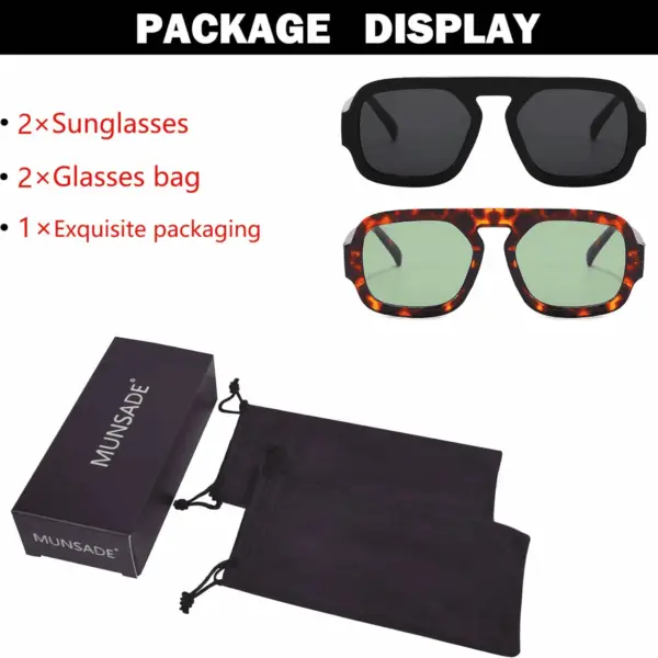 Trendy Square Aviator Sunglasses for Women Flat Top Designer Stylish Frame Sun Glasses Vintage Shades - Image 5