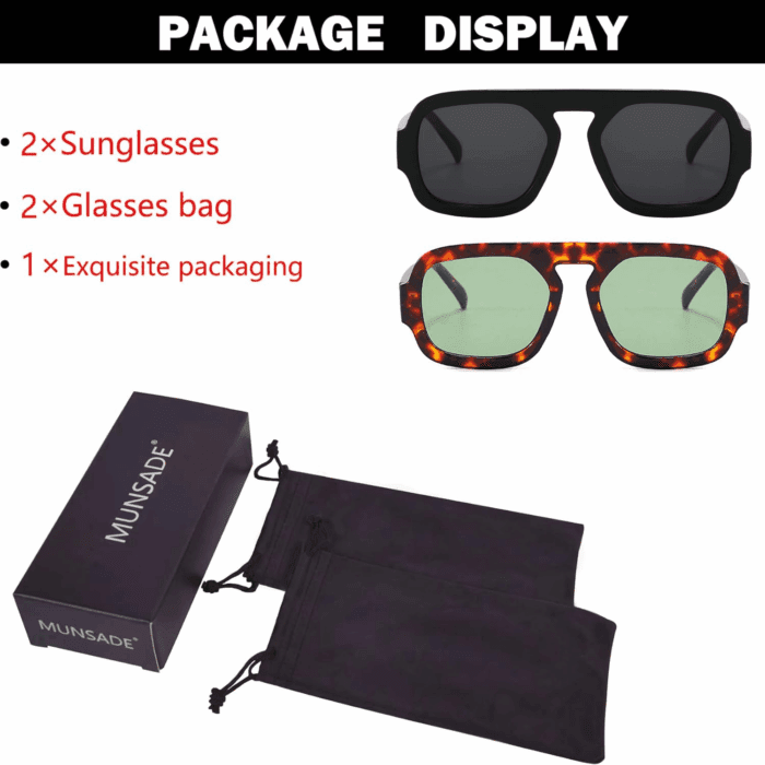 Trendy Square Aviator Sunglasses for Women Flat Top Designer Stylish Frame Sun Glasses Vintage Shades - Image 5