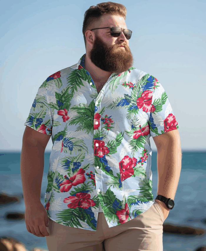 Big and Tall Men'S Hawaiian Shirt - Short Sleeve, Tropical Floral Button down Casual Summer Beach Shirt - Image 3