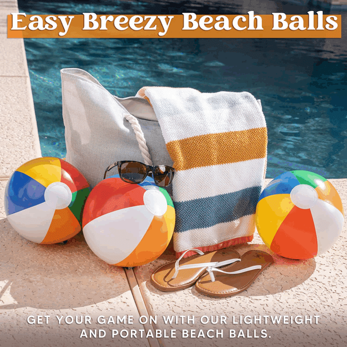 Rainbow Beach Balls(12 Pack), 12'' Inflatable Swimming Pool Toys for Summer Water Games Kids Birthday Party Supplies Combo Set Include Inflatable Beach Balls - Image 3