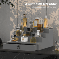 Cologne Organizer for Men, 4 Tier Wood Perfume Organizer with Felt Lining Drawer and Hidden Compartment, Perfume Display Holder, a Gift for Men - Image 7