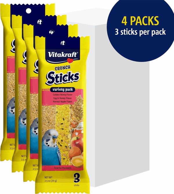 Crunch Sticks Parakeet Treat, Honey, Egg, and Apple, Multi Pack of 12 Sticks - Image 8
