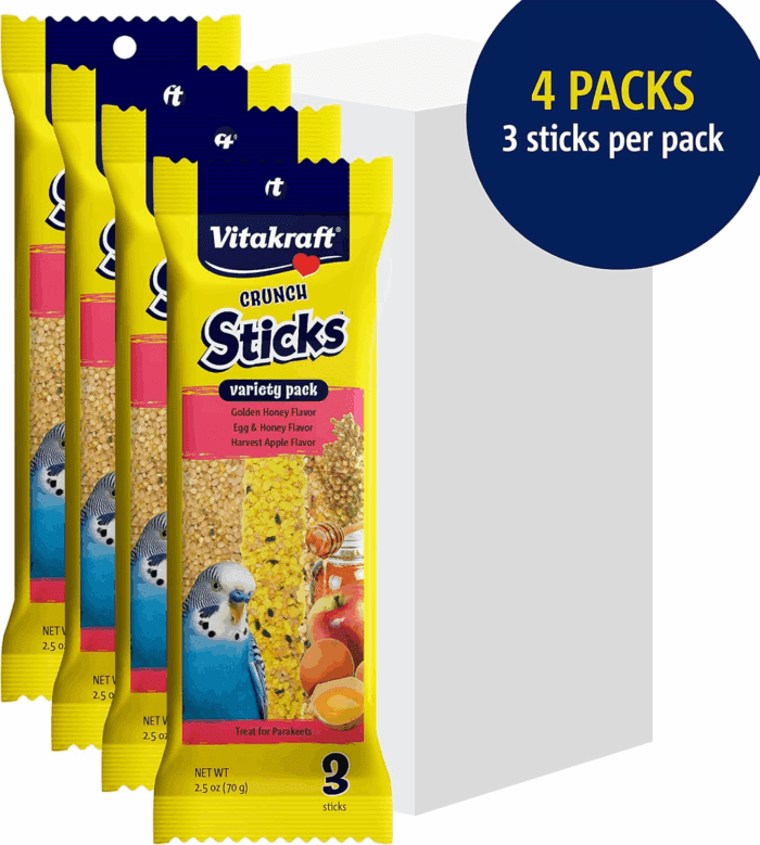 Crunch Sticks Parakeet Treat, Honey, Egg, and Apple, Multi Pack of 12 Sticks - Image 8