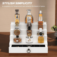 Cologne Organizer for Men, 4 Tier White Wood Perfume Organizer with Felt Lining Drawer and Hidden Compartment, Perfume Display Holder, a Gift for Men - Image 9