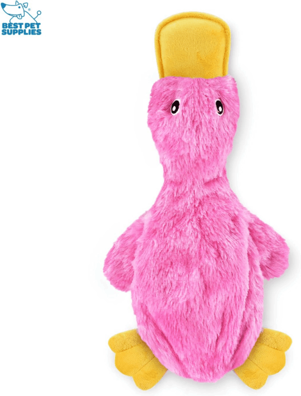 Crinkle Dog Toy for Small, Medium, and Large Breeds, Cute No Stuffing Duck with Soft Squeaker, Fun for Indoor Puppies and Senior Pups, Plush No Mess Chew and Play - Light Pink - Image 2