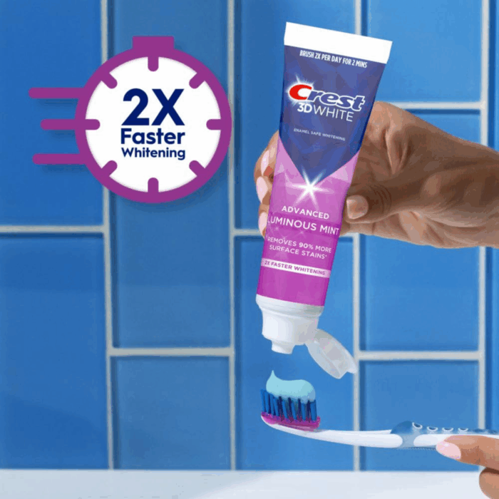3D White Advanced Luminous Mint Teeth Whitening Toothpaste,  Toothpaste, 3.7 Oz Pack of 4 - Helps Remove Surface Stains, Whitens Teeth, Strengthens Tooth Enamel, Protects against Cavities - Image 5