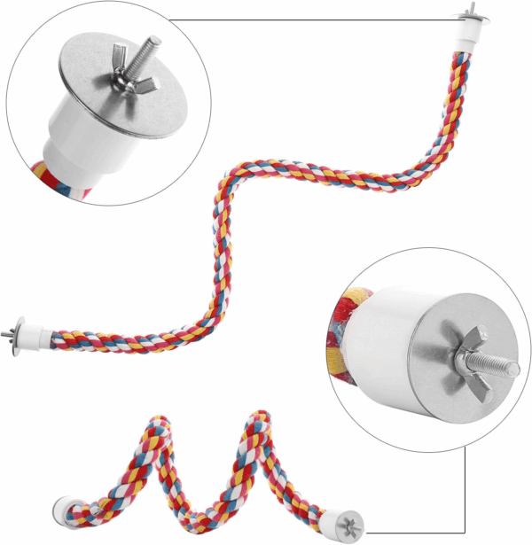 Bird Rope Perches,Parrot Toys 21 Inches Rope Bungee Bird Toy (21 Inches)[1 Pack] - Image 3