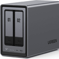 Nasync DXP2800 2-Bay Desktop NAS, Intel N100 Quad-Core CPU, 8GB DDR5 RAM, 2.5Gbe, 2 * M.2 Nvme Slots, 4K HDMI, Network Attached Storage (Diskless)