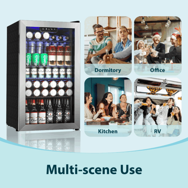 126 Can Beverage Refrigerator and Cooler with Glass Door for Home, 17.5 in D, 31.5 in H, Silver - Image 2