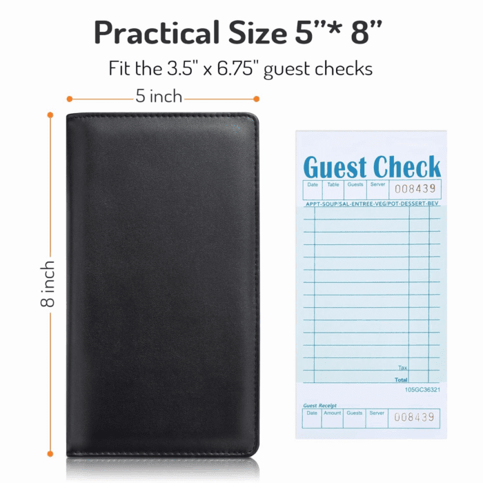 Server Book, 2 Zipper Pocket, Server Books for Waitress, Waitress Book for Servers, Fits Waitress Apron, Guest Book, Waitress Accessories, Serving Book,Receipt Holder, Black - Image 5