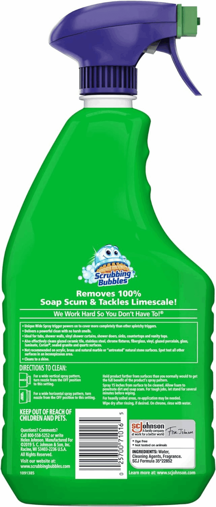 Mega Bathroom and Shower Cleaner Spray, Foaming Action Removes Limescale and Soap Scum, Rainshower Scent, 32Oz - Image 2
