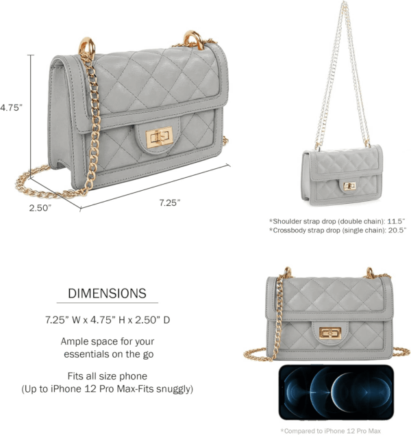 Small Quilted Crossbody Bag, Trendy Designer Mini Shoulder Bag, Phone Wallet Purse for Women - Image 3
