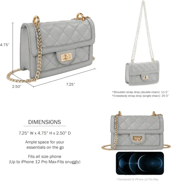 Small Quilted Crossbody Bag, Trendy Designer Mini Shoulder Bag, Phone Wallet Purse for Women - Image 3