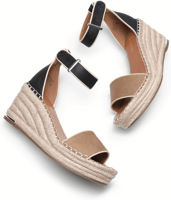 Women'S Wedge Sandals Open Toe Espadrilles Sandals Comfortable Dressy Ankle Strap Platform Sandals Suitable for Work Beach Summer Shoes - Image 3