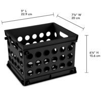 Plastic Storage Cube / Mini Crate, 9” L X 7 3/4” W X 6 1/8” H, Black, Back to College - Image 2