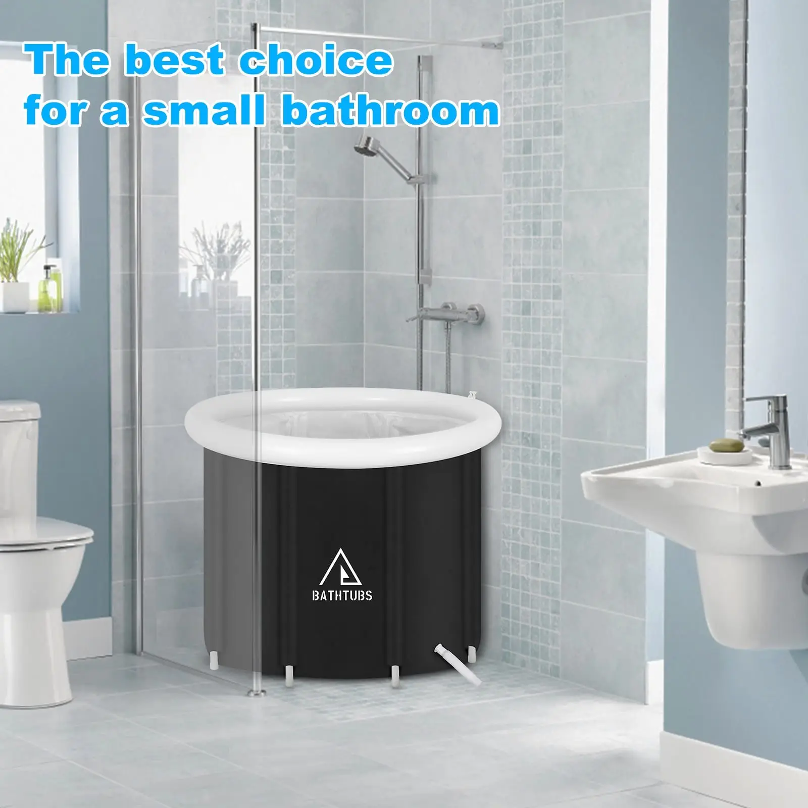 , Black PVC 32" Diameter, Inflatable Bathtub - Image 8