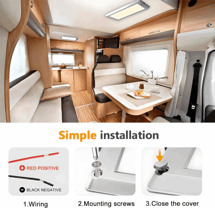 RV LED Interior Lights,3 Color RV LED Super Bright Fixture,12V RV Ceiling Dome Light with On/Off Dimmable Switch Energy Saving for Rv/Camper/Car/Trailer/Boat (Warm+Natural+Cold Light) - Image 4