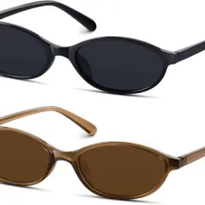 Retro Oval Sunglasses for Women 90S Design Small Cat Eye Sun Glasses UV Protection Y2K Trendy Narrow Shades