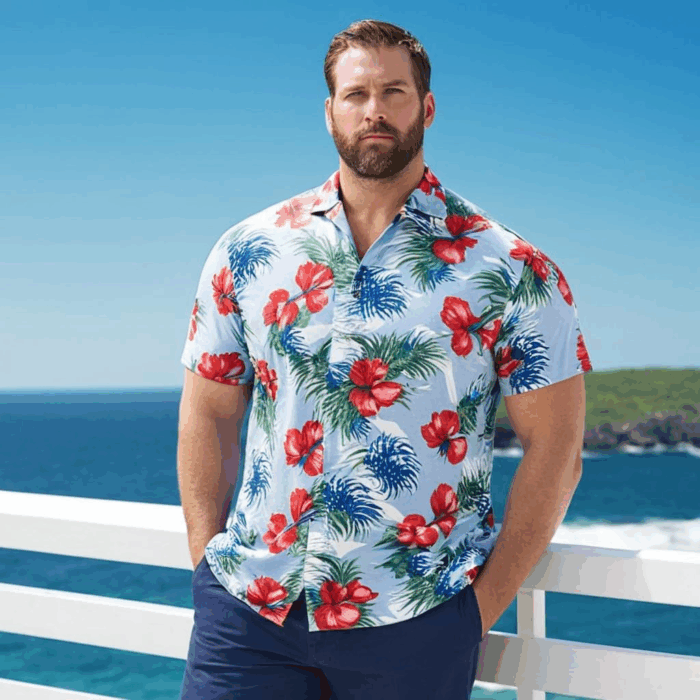 Big and Tall Men'S Hawaiian Shirt - Short Sleeve, Tropical Floral Button down Casual Summer Beach Shirt - Image 5