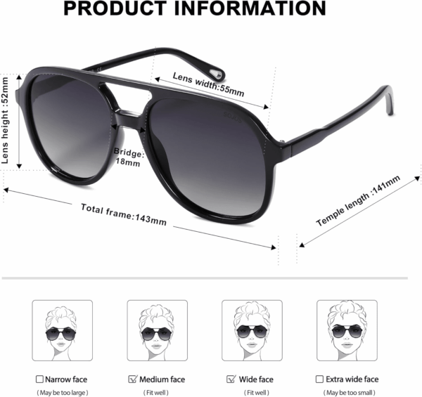 Retro Polarized Aviator Sunglasses for Women Men Classic 70S Vintage Trendy Square Aviators SJ2174 - Image 4