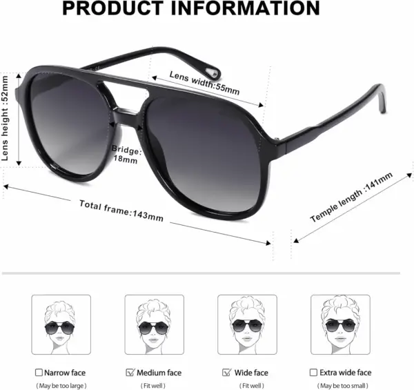 Retro Polarized Aviator Sunglasses for Women Men Classic 70S Vintage Trendy Square Aviators SJ2174 - Image 4