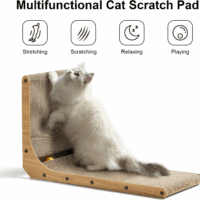 Cat Scratcher, 26.8 Inch L Shape Cat Scratch Pad Wall Mounted, Cat Scratching Cardboard with Ball Toy for Indoor Cats, Large Size - Image 2