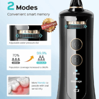 Cordless Water Flosser & Dental Pick for Teeth, Braces, Gums Care - Advanced 10 Pressure Settings for Multiple Users, Rechargeable, Portable for Travel, Bpa-Free, Black, E40(WFP14) - Image 3