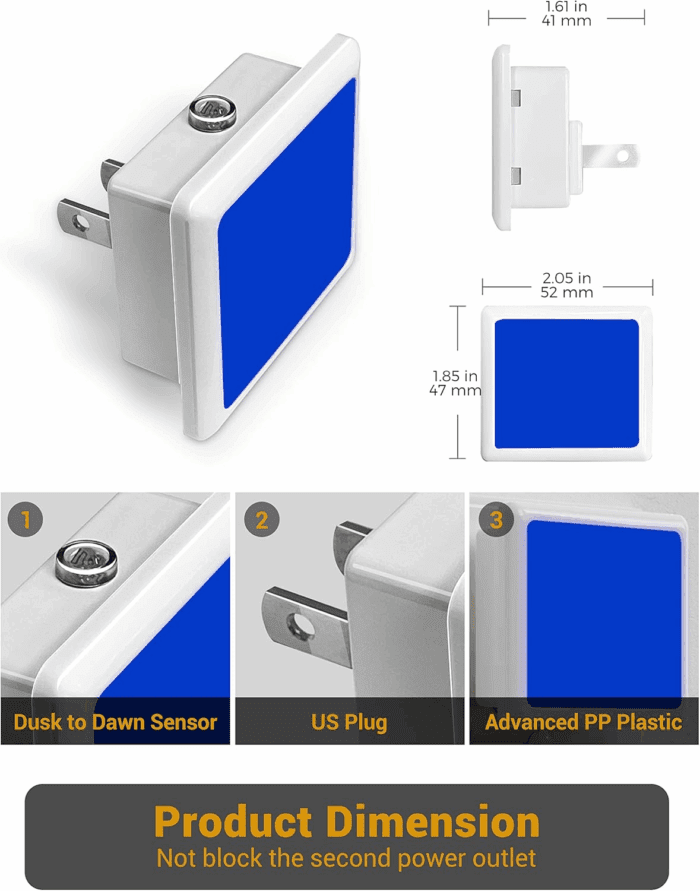 Blue Night Light, Blue Nightlight[2 Pack],0.3 Watt LED Night Light with Dusk-To-Dawn Light Sensor,Plug in Nitelight for Gaming Room,Bedroom,Corridor,Hallway,Non-Dimmable - Image 7