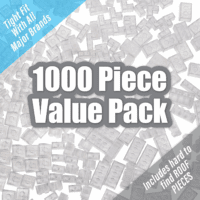 Building Block Bricks - 1000 Pc Bulk Set of Unique Clear Color with 54 Roof Pieces - Great for Activity Tables, Creativity & School Projects