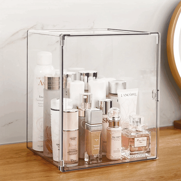 Clear Acrylic Display Case, 5 Tier Perfume Stand Makeup Organizer Storage Stand Riser Luxury Display Box Storage with Door Dustproof for Mini Figure, Collectible, Toys, Cosmetics - Image 9