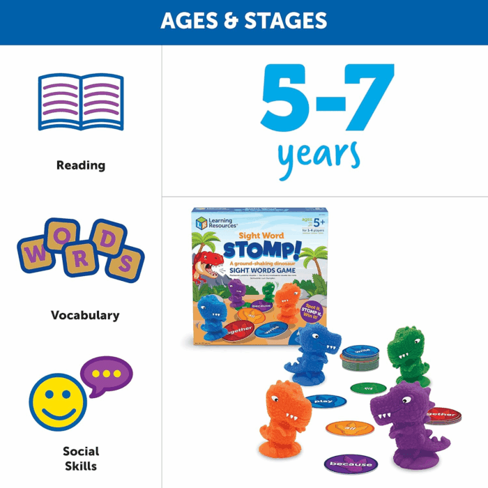 Sight Word Stomp!, Educational Indoor Games, Preschool Alphabet ,Toddler Brain Toys, Toddler Preschool Learning, 114 Pieces, Age 5+ - Image 6