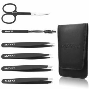 Eyebrow Tweezers Set 6 PCS, Professional Stainless Steel Eyebrow Tweezers Kit for Women/Men, Great Precision Tweezers Set for Eyebrow/Facial Hair Removal/Ingrown Hairs/Splinter/Tick Remover by