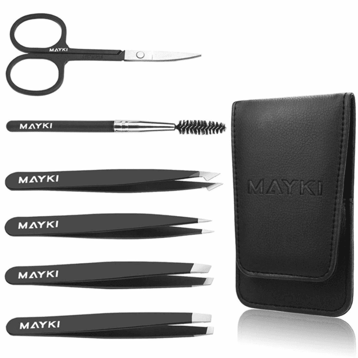 Eyebrow Tweezers Set 6 PCS, Professional Stainless Steel Eyebrow Tweezers Kit for Women/Men, Great Precision Tweezers Set for Eyebrow/Facial Hair Removal/Ingrown Hairs/Splinter/Tick Remover by