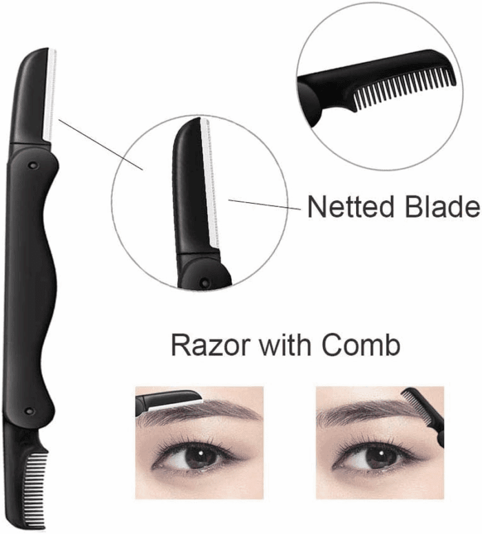 Eyebrow Razor, 5-In-1 Eyebrow Kit, Professional Eyebrow Grooming Set, Eyebrow Trimmer Set for Women and Men, Including Brow Razors Trimmer, Brush, Eyebrow Scissors, Slant Tweezers - Image 2
