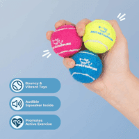 Squeaky Tennis Toys for Dogs, 4-Pack, Heavy-Duty Interactive Pet Toys for Throwing and Fetching, Supports Exercise and Natural Behavior Training, Durable - Small - Image 3
