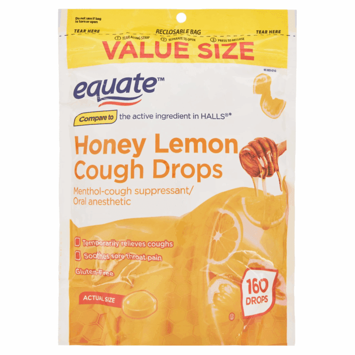 Sore Throat and Cough Relief Honey Lemon Cough Drops with Menthol, 7.5Mg, 30 Count - Image 10