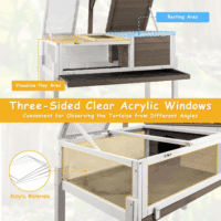 Tortoise Habitat Turtle Enclosure with Detachable Legs, Wooden Indoor Reptile Cage for Small Animals with Leakproof Tray - Image 4