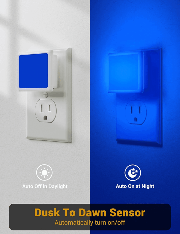 Blue Night Light, Blue Nightlight[2 Pack],0.3 Watt LED Night Light with Dusk-To-Dawn Light Sensor,Plug in Nitelight for Gaming Room,Bedroom,Corridor,Hallway,Non-Dimmable - Image 3