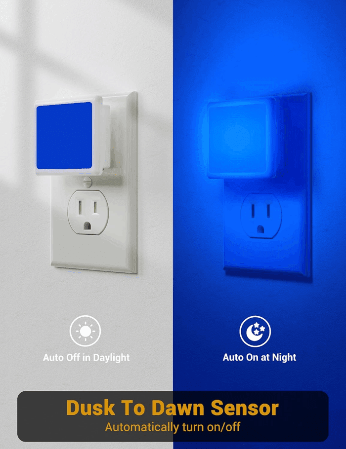 Blue Night Light, Blue Nightlight[2 Pack],0.3 Watt LED Night Light with Dusk-To-Dawn Light Sensor,Plug in Nitelight for Gaming Room,Bedroom,Corridor,Hallway,Non-Dimmable - Image 3