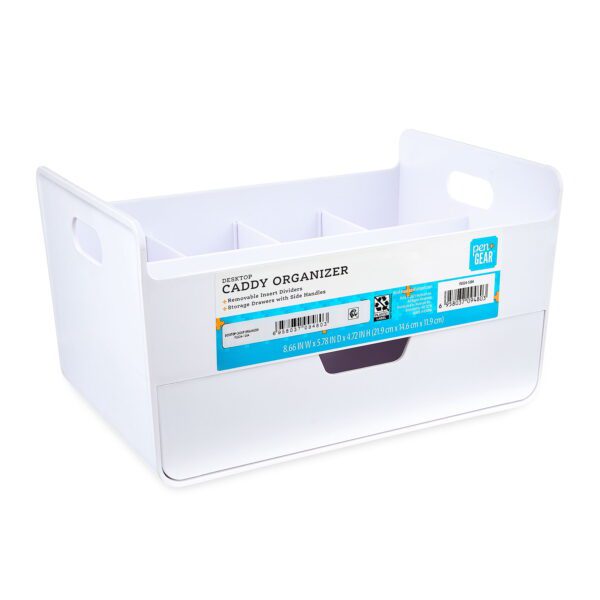 Plastic Desktop Caddy Organizer, White - Image 2
