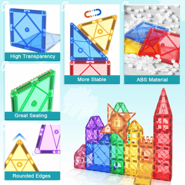Magnetic Tiles Toddler Toys Magnetic Building Blocks for Kids Ages 3-12 STEM Educational Toys for Girls & Boys Sensory Play for Preschool Learning - Image 7