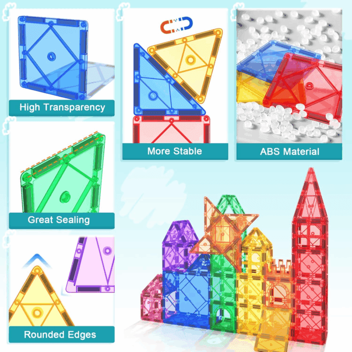 Magnetic Tiles Toddler Toys Magnetic Building Blocks for Kids Ages 3-12 STEM Educational Toys for Girls & Boys Sensory Play for Preschool Learning - Image 7