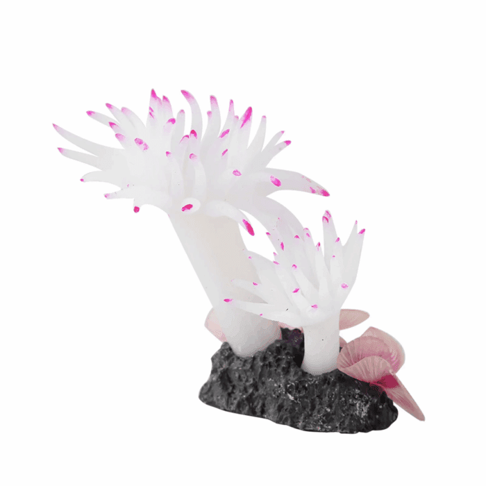 Aquarium Bubbler Decorations,Betta Fish Tank Accessories,Fish Tank Silicone Coral Concrete Base Simulation Plant Decoration Aquarium Ornaments[White] - Image 8