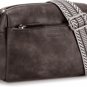 Small Crossbody Purse for Women Triple Zip Cell Phone Leather Handbag with Colored Shoulder Strap