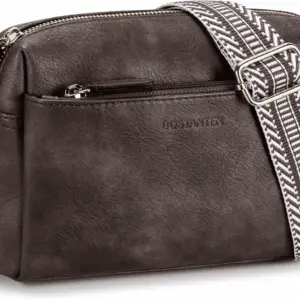 Small Crossbody Purse for Women Triple Zip Cell Phone Leather Handbag with Colored Shoulder Strap
