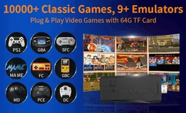 20000+ Retro Arcade Game System with 2 Wireless Controllers & 9 Emulators, 4K HDMI - Image 8