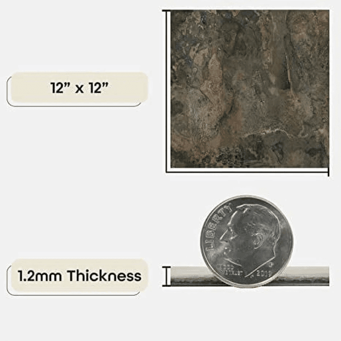Dark Slate Marble 12 in X12 in Self Adhesive Vinyl Floor Tile - 20 Tiles/20 Sq. Ft. - Image 7