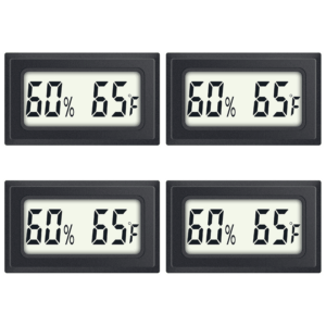 Reptile Thermometer 4-Pack Mini Digital Humidity Temperature Meters Gauge Indoor Hygrometer Thermometer  Wiht ℉ for Humidors Greenhouse Garden Cellar Closet Guitar Case